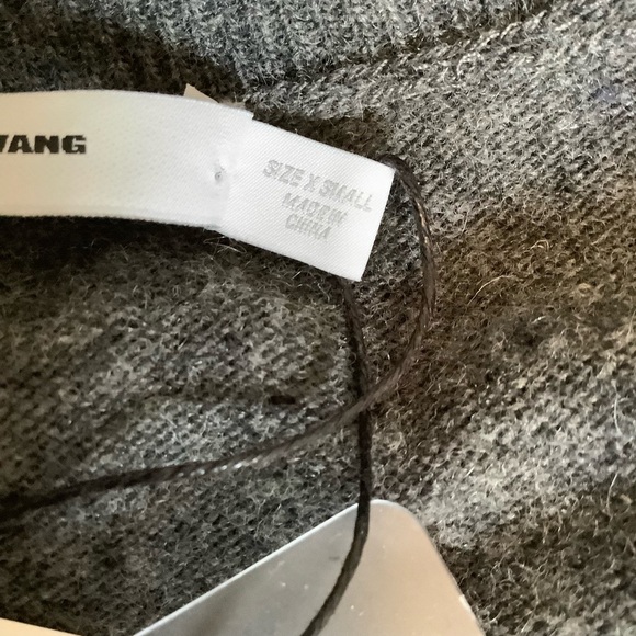 NWT T by Alexander Wang Distressed Merino Blend Knit Grey Sweater Sz-XS - Picture 7 of 8